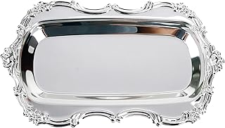 Quluxe Vintage Trinket Dish Jewelry Tray,Perfume Organizer Tray for Wedding Photographer Detail Props Ceremony Antique Decor (Silver)