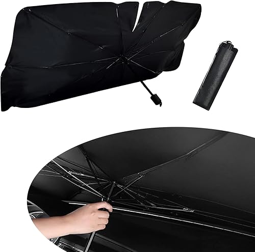 yvshy Paquete de 1 paraguas protector plegable para automóvil, 55 x 31 pulgadas, diseño de apertura, paraguas protector para salpicadero, apto para