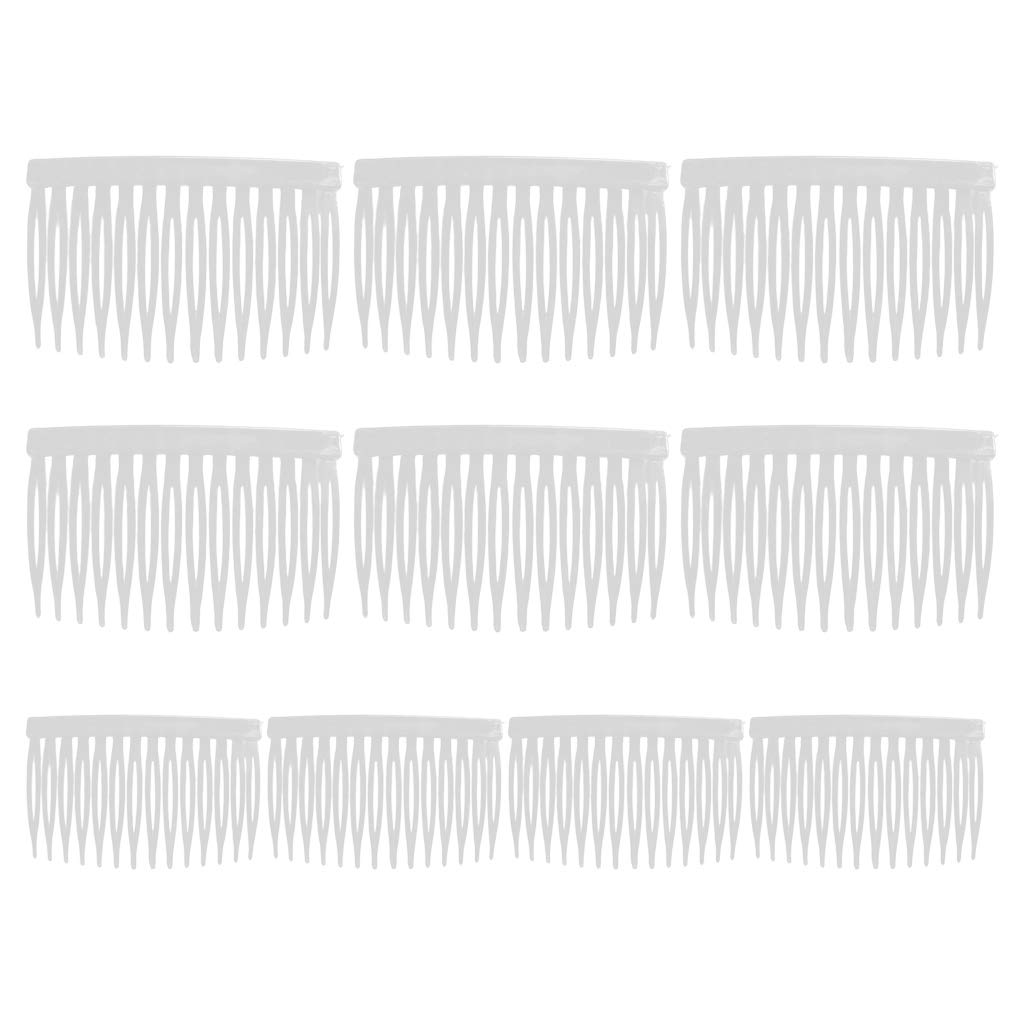 Eincorn W French Hair Side Combs Plastic Teeth Hair Combs Hair Clip Comb Bridal Edding Veil Comb For Fine Hair, Black/Clear
