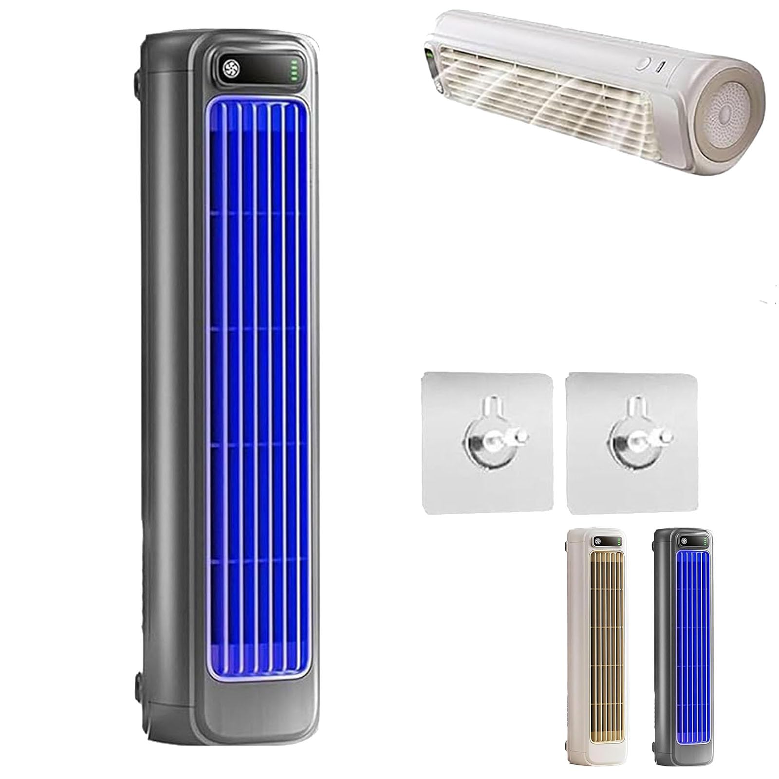 Coolizi Cooling Ace, Raffreddamento Ace Condizionatore D'aria Portatile, 3 Modalità Regolabili e Display a Led, Parete Portatile Piccolo Ventilatore per Casa Ufficio Camera da Letto Viaggio (Grigio)