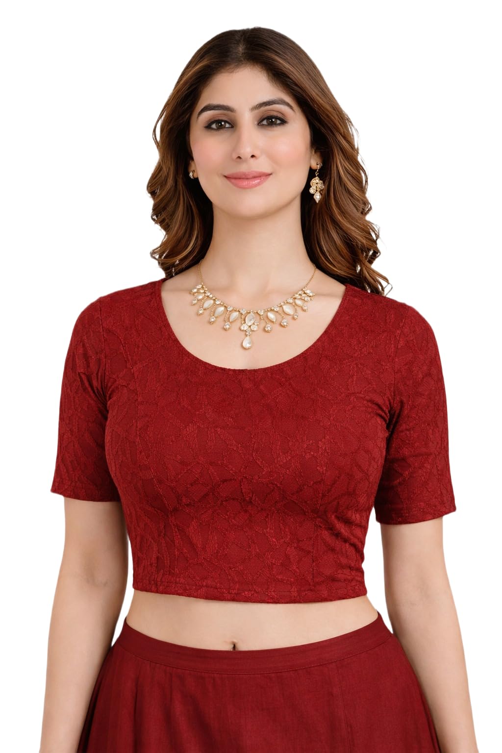 Ready-to-Wear Blouse for Women | No Hook Stretch Fit | Comfortable Saree Blouse | Elbow Sleeve |-picture-33