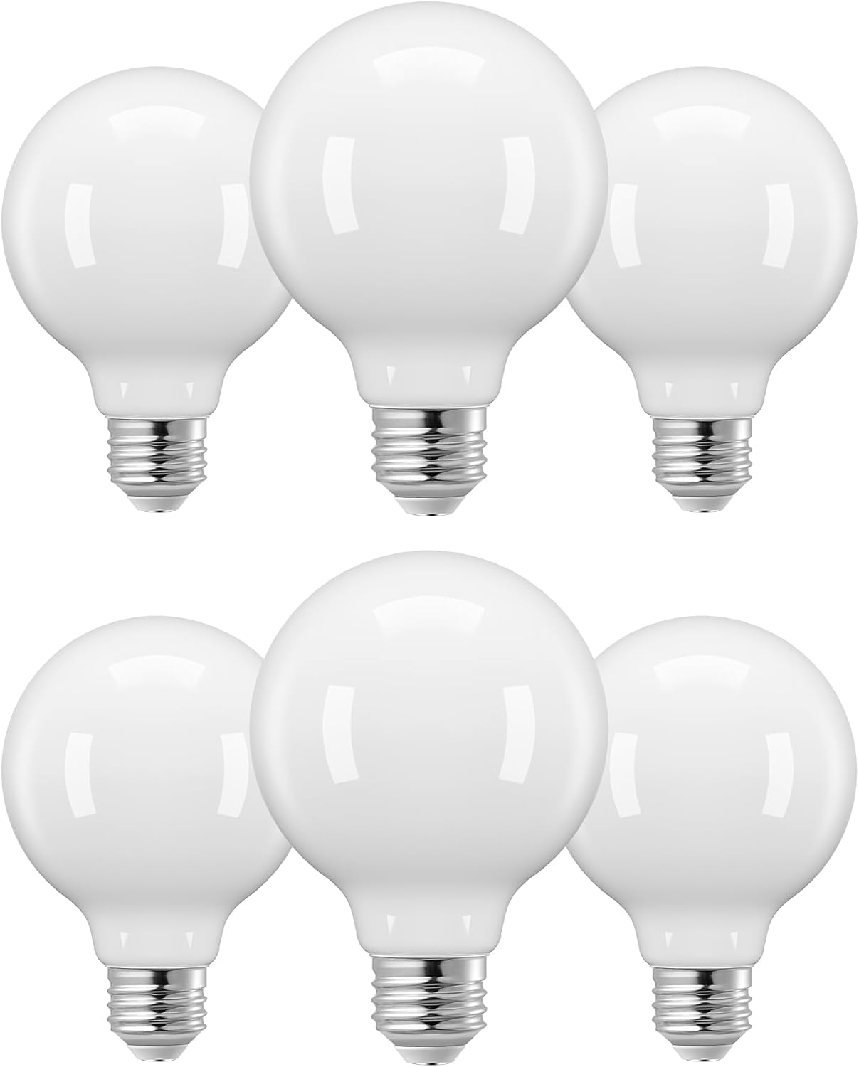 EDISHINE Dimmable G25 Globe LED Edison Light Bulb, 5W Equivalent 60W, CRI90+ Vanity Light Bulbs, Milky Glass LED Light Bulb for Bathroom, Mirror, E26 Base 500LM 5000K Daylight, 6 Pack, UL Listed