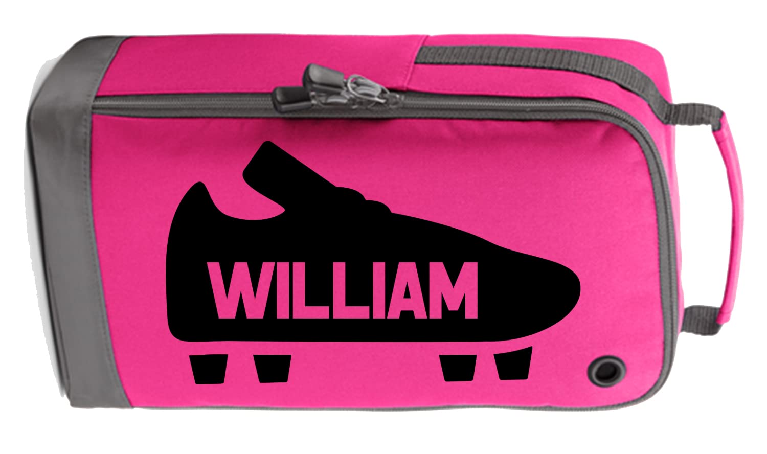 Personalised Name Football Boots Bag Children's Sports Bags Rugby PE Gym Kit Back to School for Boys Girls Kids - Fuchsia