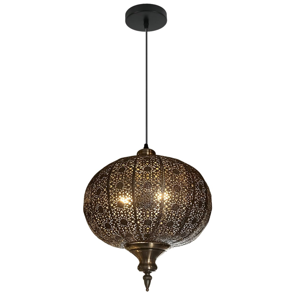 Hollow Pendant Light Fixture Black Chandelier Moroccan Hanging Lamp