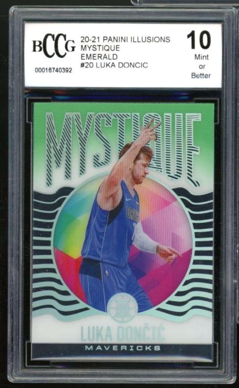 2020-21 Panini Illusions Mystique Emerald #20 Luka Doncic Card BGS BCCG 10 Mint+ - Unsigned Basketball Cards