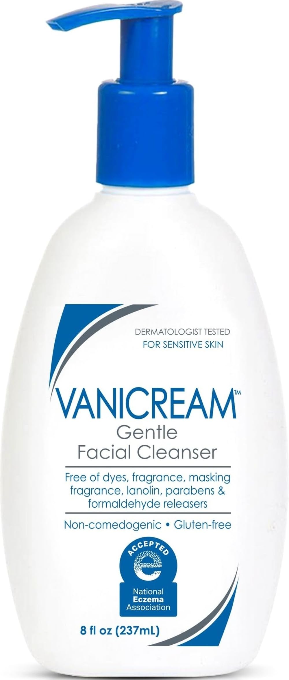 Vanicream Gentle Facial Cleaner, pH-Balanced Face Wash, 8 Fl Oz | Formulated without Common Irritants for Sensitive Skin, Rem