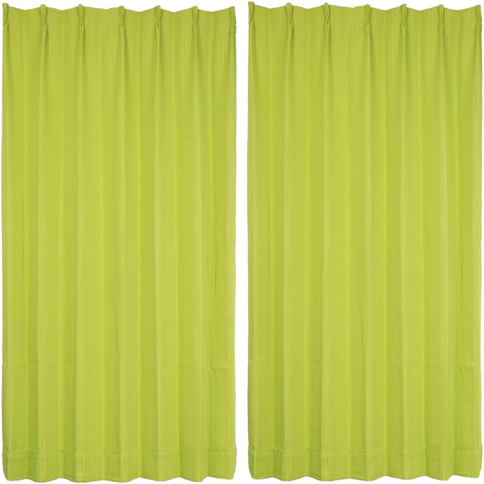 オーダーカーテン 形状記憶加工 遮光カーテン グリーン 幅68cm 丈98cm フックB ウォッシャブル ドレープ 2枚組 A-76