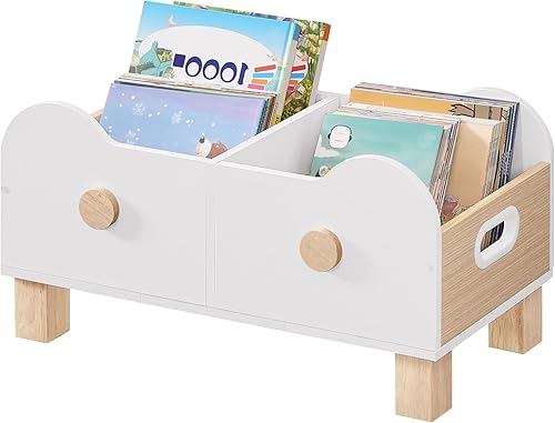 Miniatura 9 de HOOBRO Estantería infantil para niños pequeños, estante de madera para habitaciones de niños, bonito organizador de libros con divisores, estante