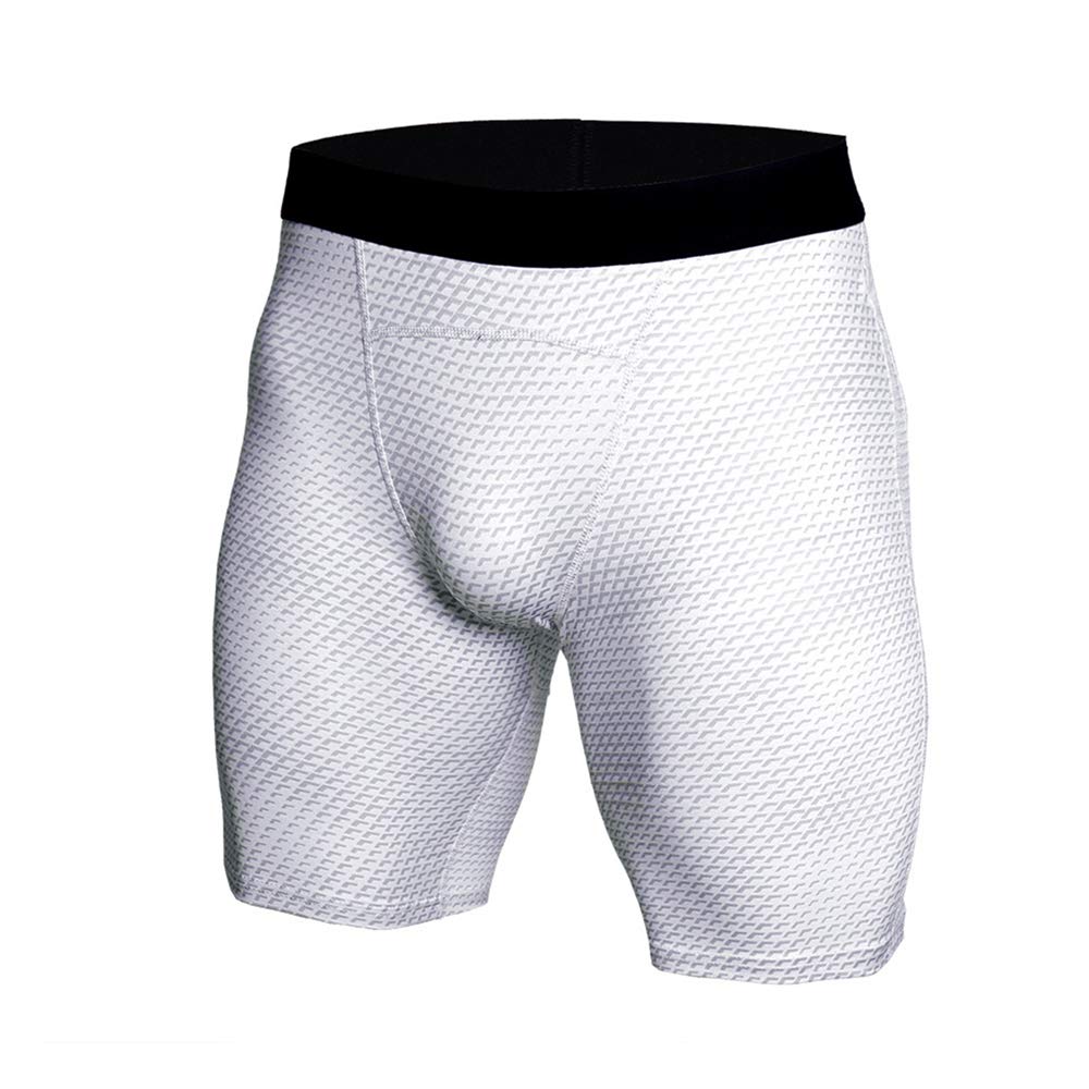 BaronHong 3D Snake Skin męskie spodenki kompresyjne Quick Dry Enge do biegania, treningu, studia fitness (białe, M)