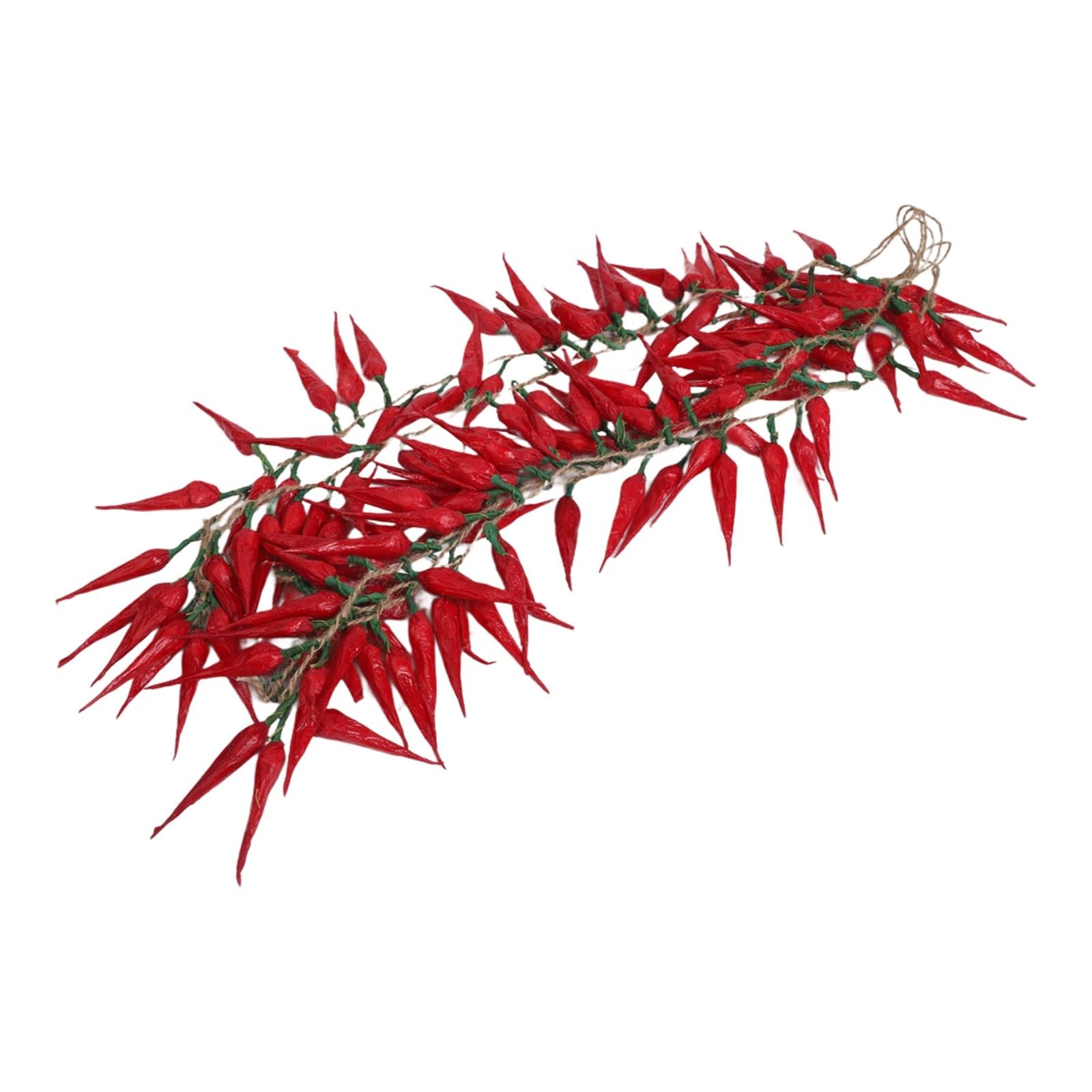 Confezione da 5 corde da appendere al peperoncino artificiale, 50-55 cm, finti peperoni rossi e verdi, per decorazione della cucina di fattoria, oggetti di scena fotografici rustici
