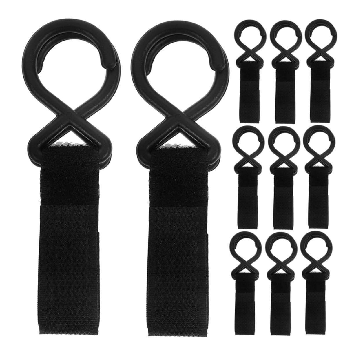 12pcs Heavy-Duty Nylon Stroller Hooks with Hook and Loop Fastener Hanging Clips for Diaper Bags Shopping Bags and Carriers Organizer for All Stroller Types 12pcs Heavy-Duty Nylon Stroller Hooks with Hook and Loop Fastener Hanging Clips for Diaper Bags Shopping Bags and Carriers Organizer for All Stroller Types