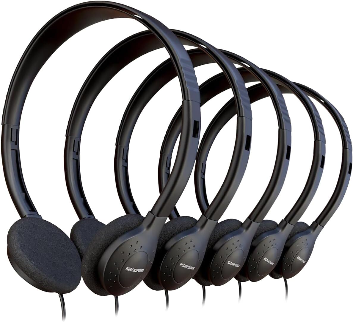 5 Pack Bulk Wired Headphones, On Ear with 3.5mm Jack,...