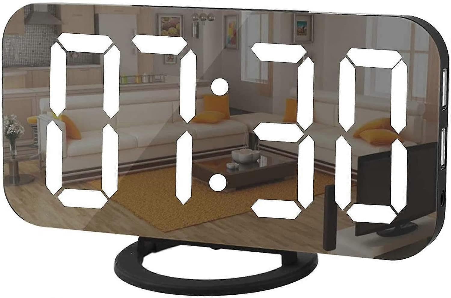 JOYHAPPST Digital Alarm Clock,mirror Surface Led Electronic Clocks,with Usb Charger,snooze Model