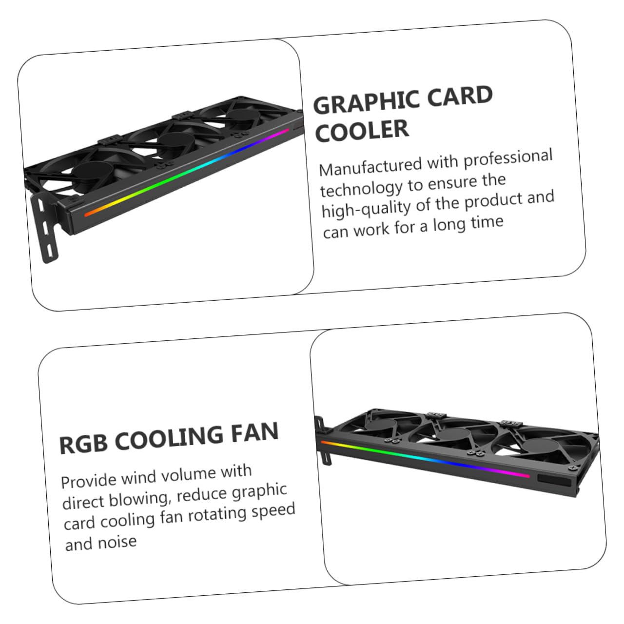 Housoutil Enfriador De Tarjeta Gráfica Ventilador De Refrigeración Conector Argb 3 Iluminación Rgb