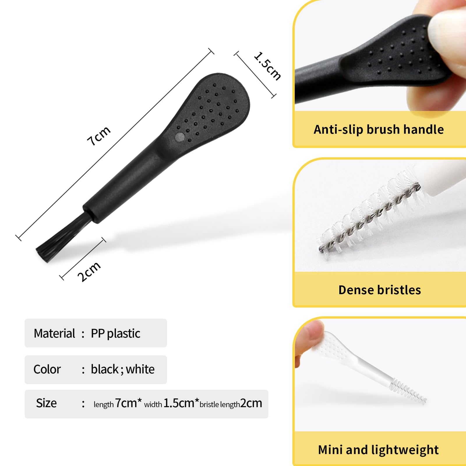 Paquete de 15 herramientas de limpieza de puerto de carga de teléfono, incluye 10 limpiadores antiobstrucción Whtie y 5 mini cepillos negros para iPhone 16 Pro Max, altavoz y receptor, AirPods
