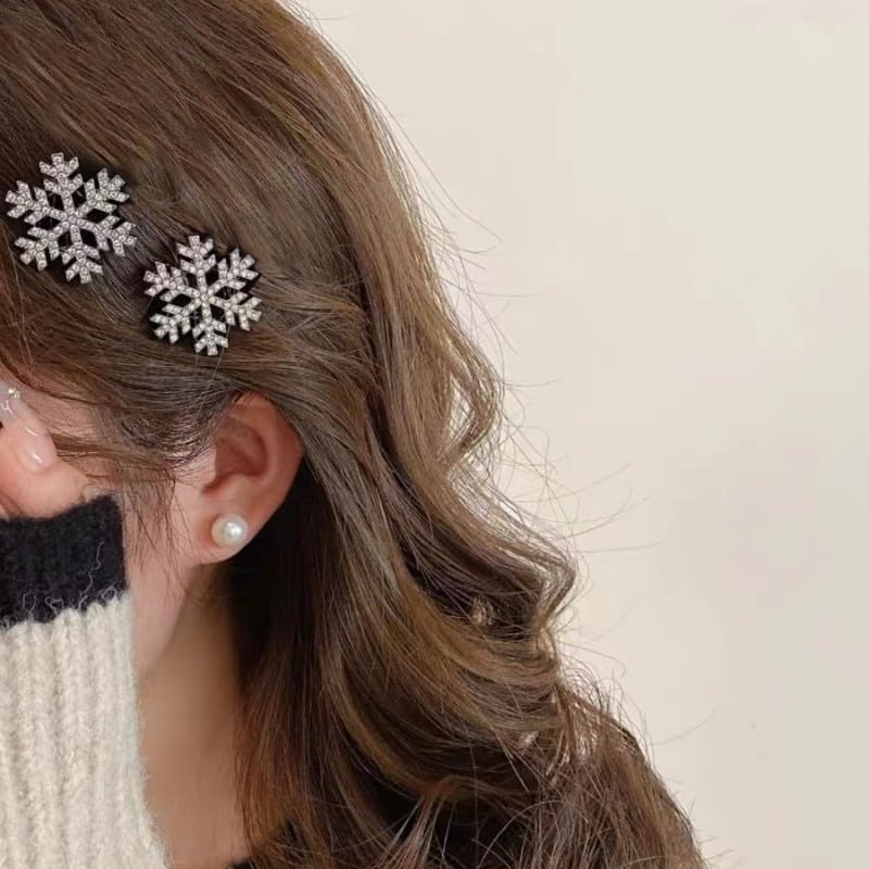 10 Pcs Sparkly Rhinestone Snowflake Hair Clip Hair Barrettes, Christmas Metal Alligator Clips Hair Accessories for Women Princess Long Thick Hair Winter Xmas Hairpins Christmas Party Gifts - Image 6