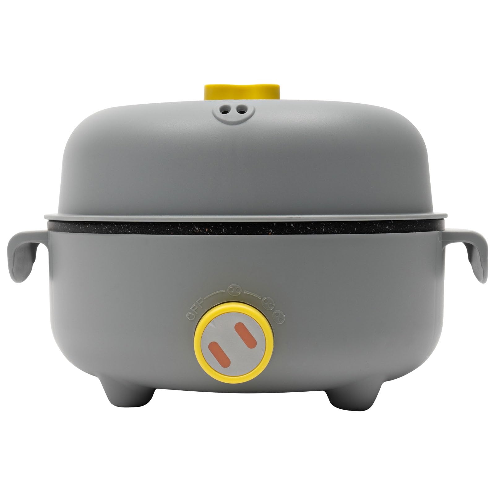 Elektrischer Hot Pot 1.5L mit 2 Dämpfern, Antihaft-Bratpfanne, Reisekocher für Braten/Ramen/Fondue/Suppe, ideal für Wohnheim/Camping/Haus, Überhitzungsschutz, 300W/600W (Grau)