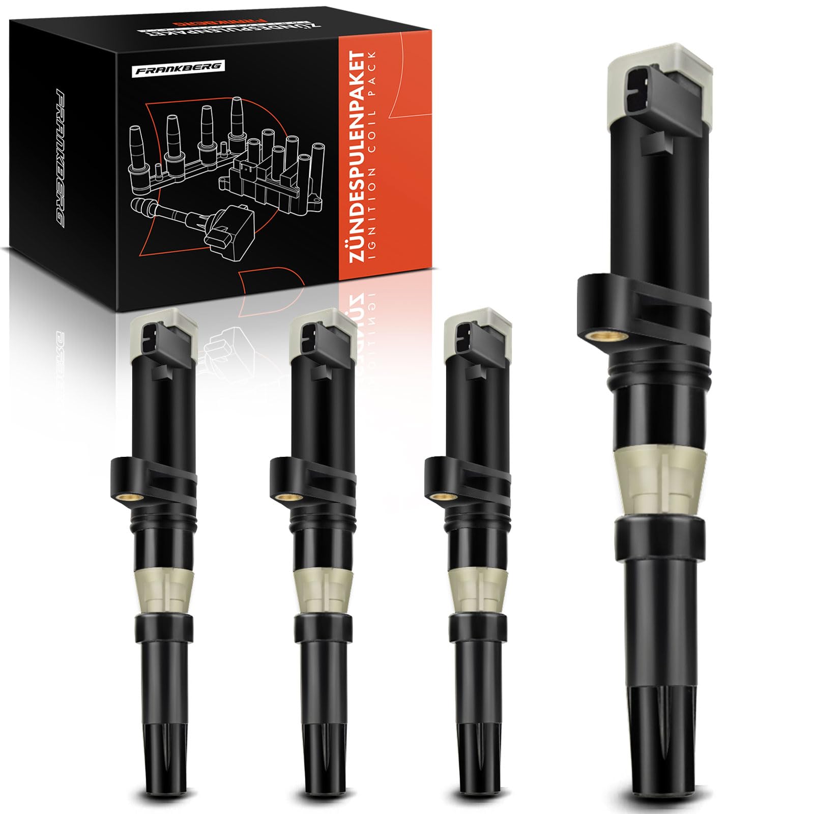 Frankberg 4x Zündspule Zündmodul Kompatibel mit Clio II Clio III Duster Logan Sandero Kubistar Primastar Vivaro Kangoo Laguna Megane Modus Twingo II Replace# 7700875000 7700107177