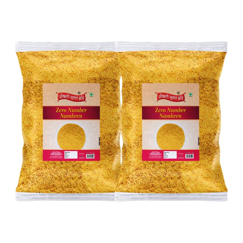 Image of OKHLI MUSAL BRAND Nylon Sev Smooth Slims Crispy Taste Namkeen | Zero Number Namkeen Sev | Ghar Jaisi Hi Namkeen | Healthy Snacks | Every Day Chaat Snacks Namken | Traditional Indian Snacks-900g*2Pack
