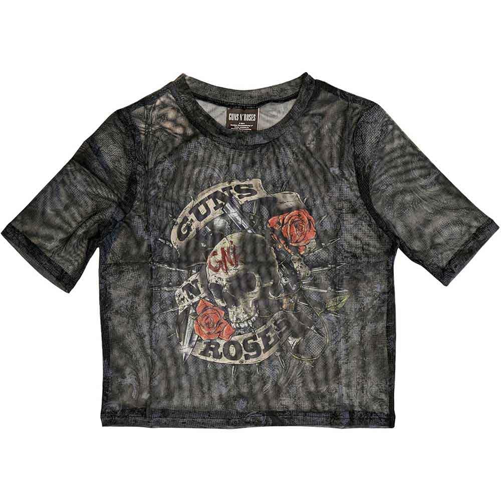 Guns N' Roses Firepower Mesh Crop Top - Black - S - Licensed Band T-Shirt