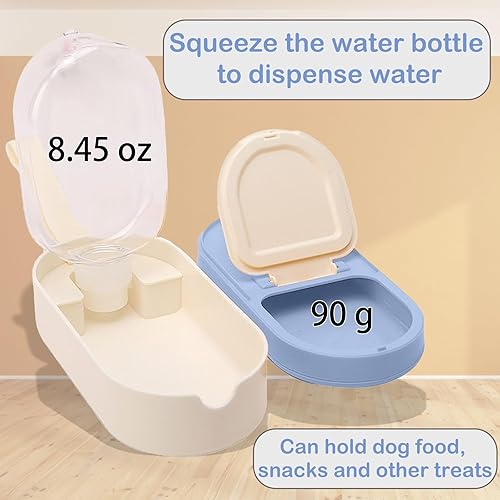 Miniatura 3 de Cuencos portátiles de viaje para mascotas, botella de agua de 8.5 onzas y recipientes de comida de 3.17 oz para perros y gatos, color azul