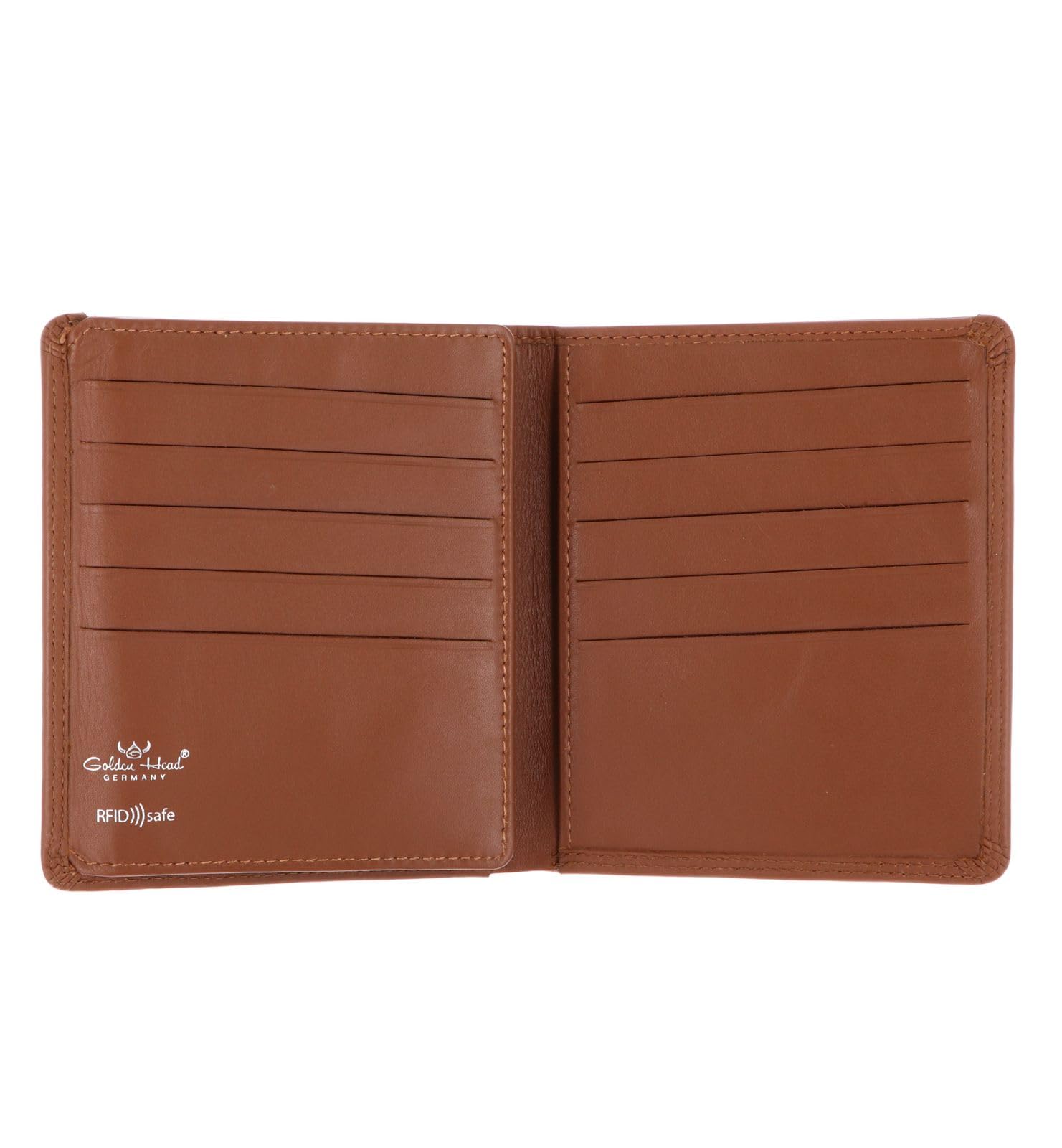 Golden Head Leder Kartenetui Polo RFID Protect Kombischeintasche ohne Münzfach 1255 Cognac braun