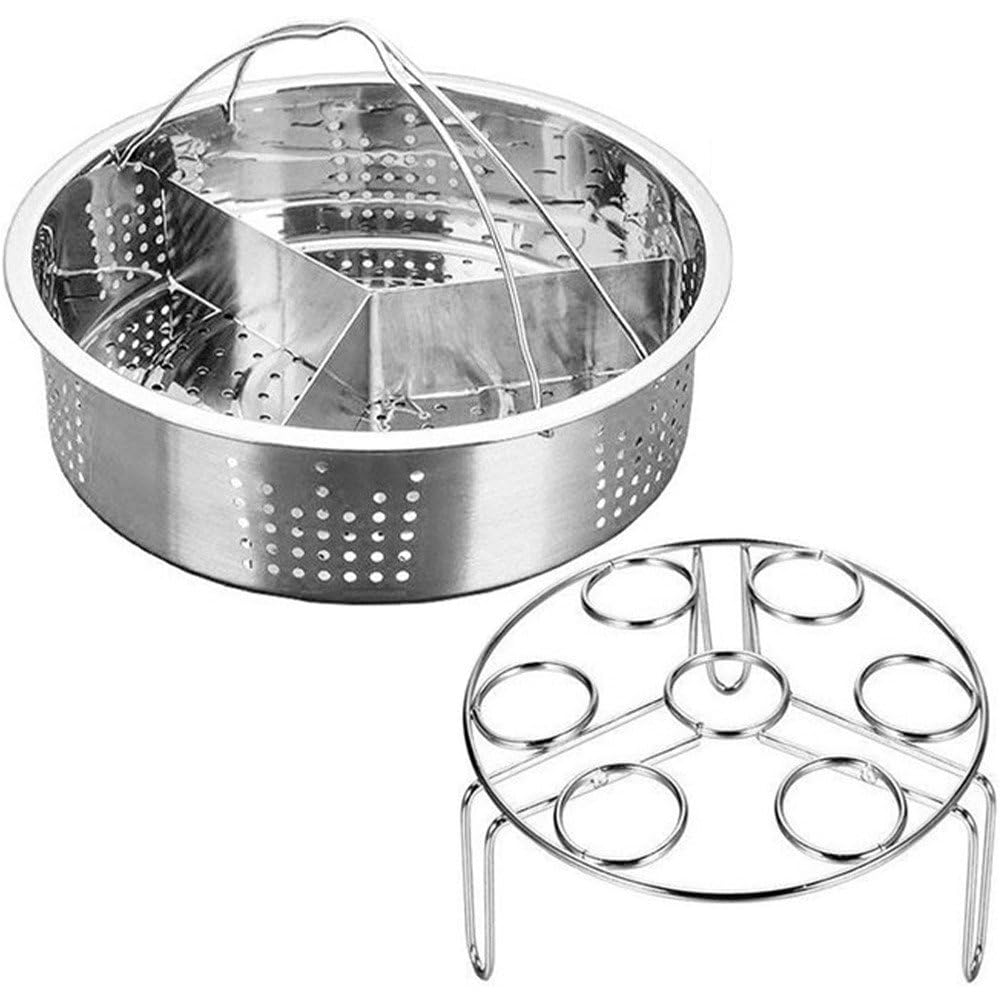 Cestas para cocinar al vapor de acero inoxidable con soporte para freidora de aire