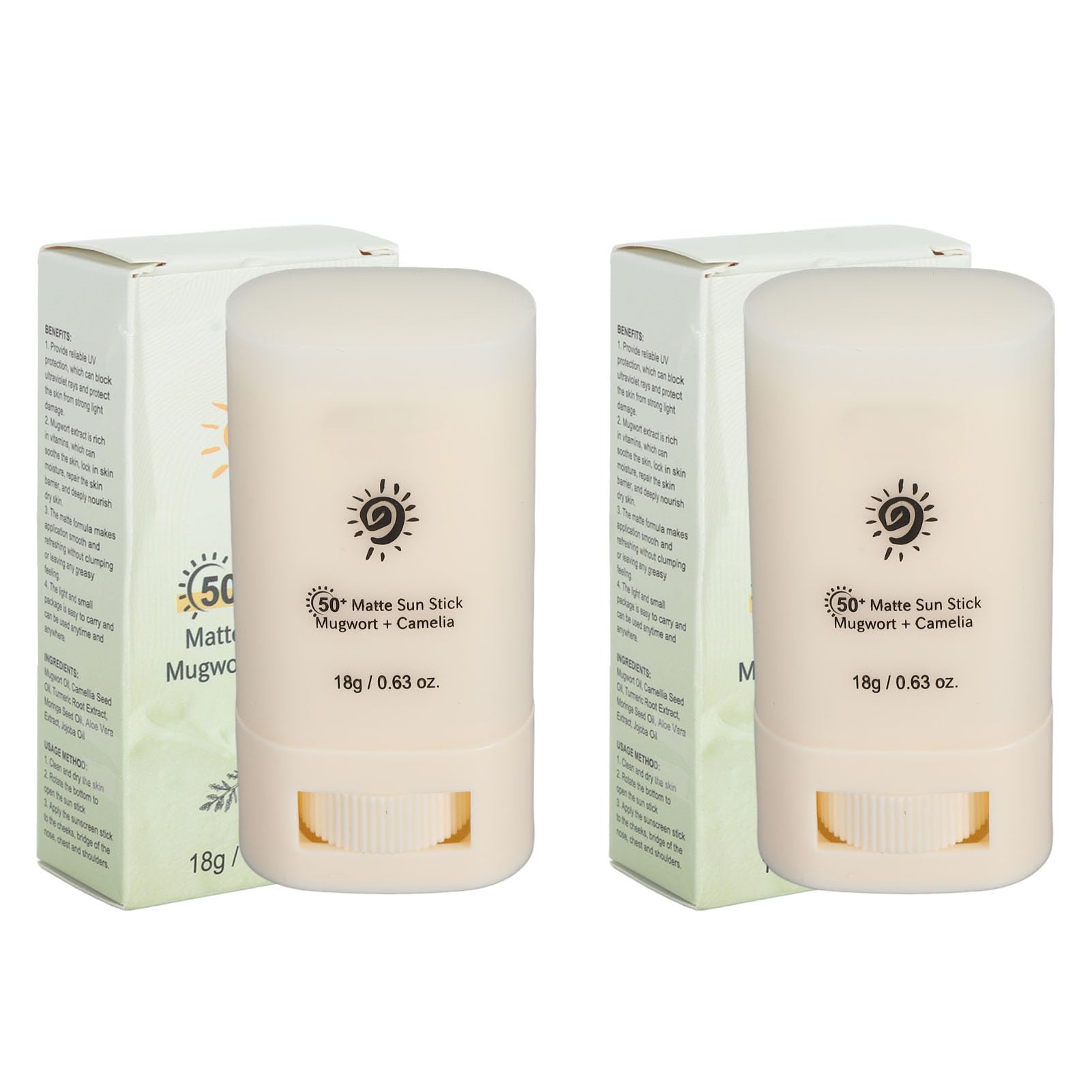 2 Cremas de Protección Solar SPF 50 de 0.63 Oz, Barras Solares Mate, Antienvejecimiento, Hidratantes, Impermeables, para Viajes Al Aire Libre, para Hombres, Mujeres y Niños
