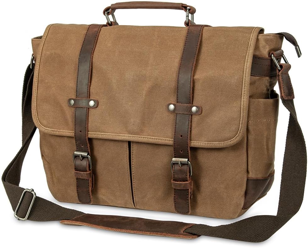 peacechaos Messenger Bag for Men, Briefcases 15.6" Laptop Bag Crossbody Satchel Bags for Computer Work Office Bag