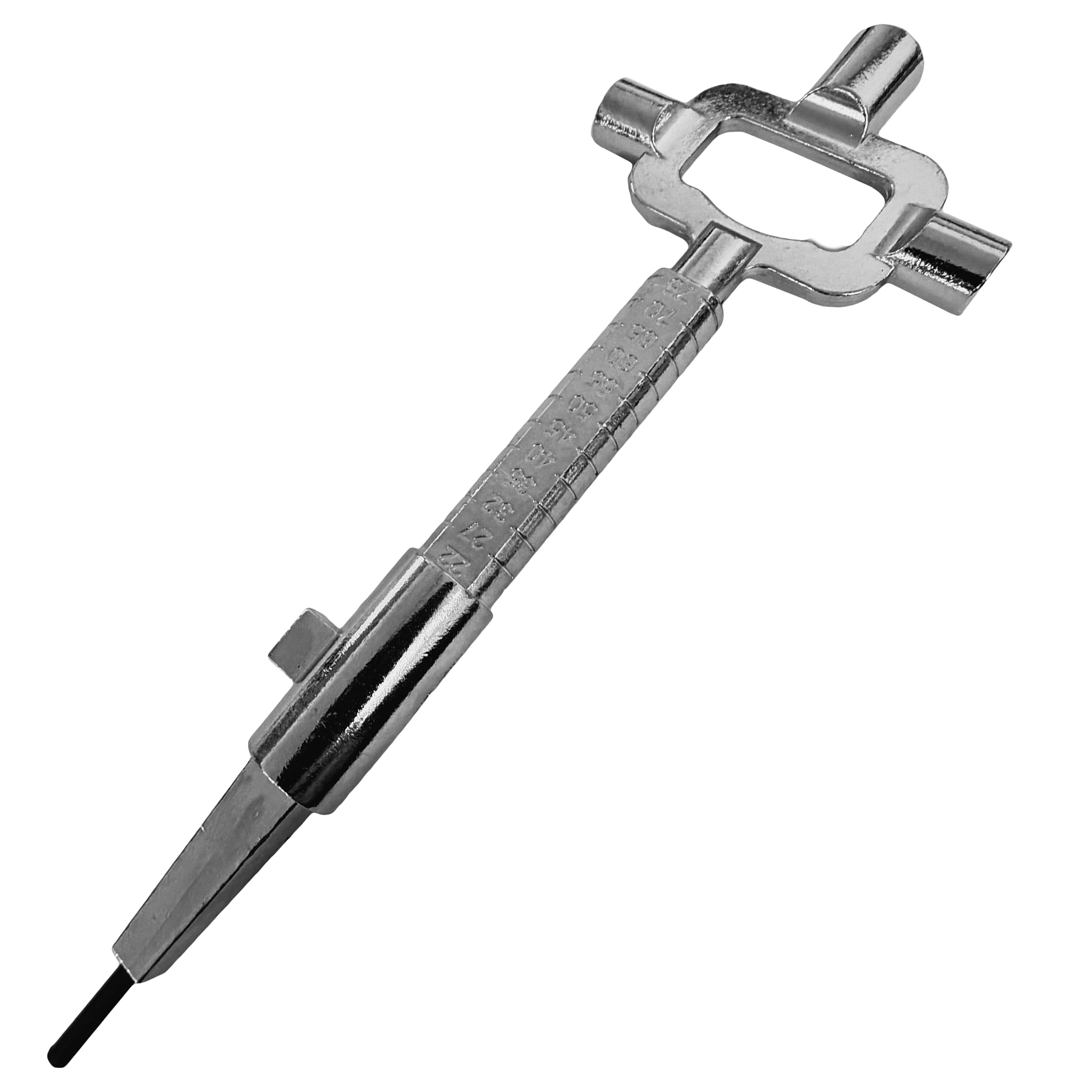 Upvcstore Silver Locksmith Multi Tool - Euro Cylinder Gauge, Cam Turner, Spindle Turner And Backset Measuring Tool, Heavy Duty Steel, Trade And Professional Use