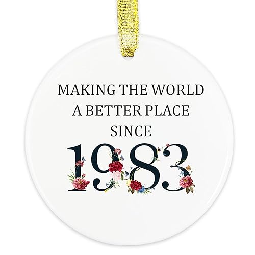 40th Birthday Gifts for Women Men, Ceramic 40th Ornament Keepsake- Making the world a better place since 1983, Happy Birthday Gifts for 40 Years Old