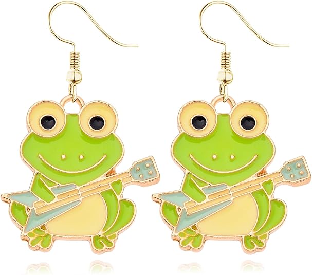 Acrylic Cute Green Frog Earrings - Dangle Fun Jewelry For Women & Frog Lovers - View #7