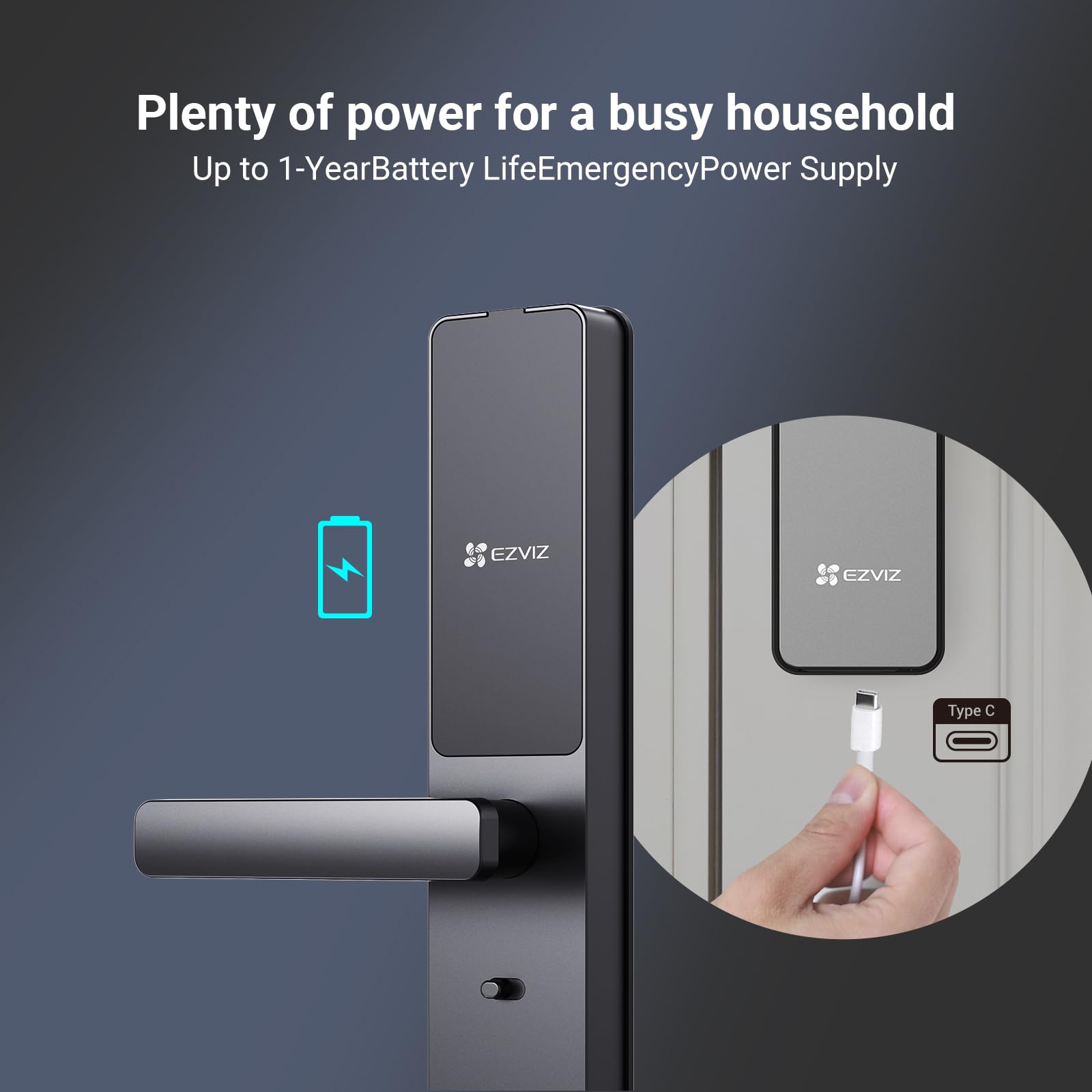 EZVIZ Serrure intelligente DL05, serrure de porte à entrée sans clé 7-en-1, avec accès par empreinte digitale – Entrée sans clé sécurisée, options de déverrouillage multiples, alertes instantanées