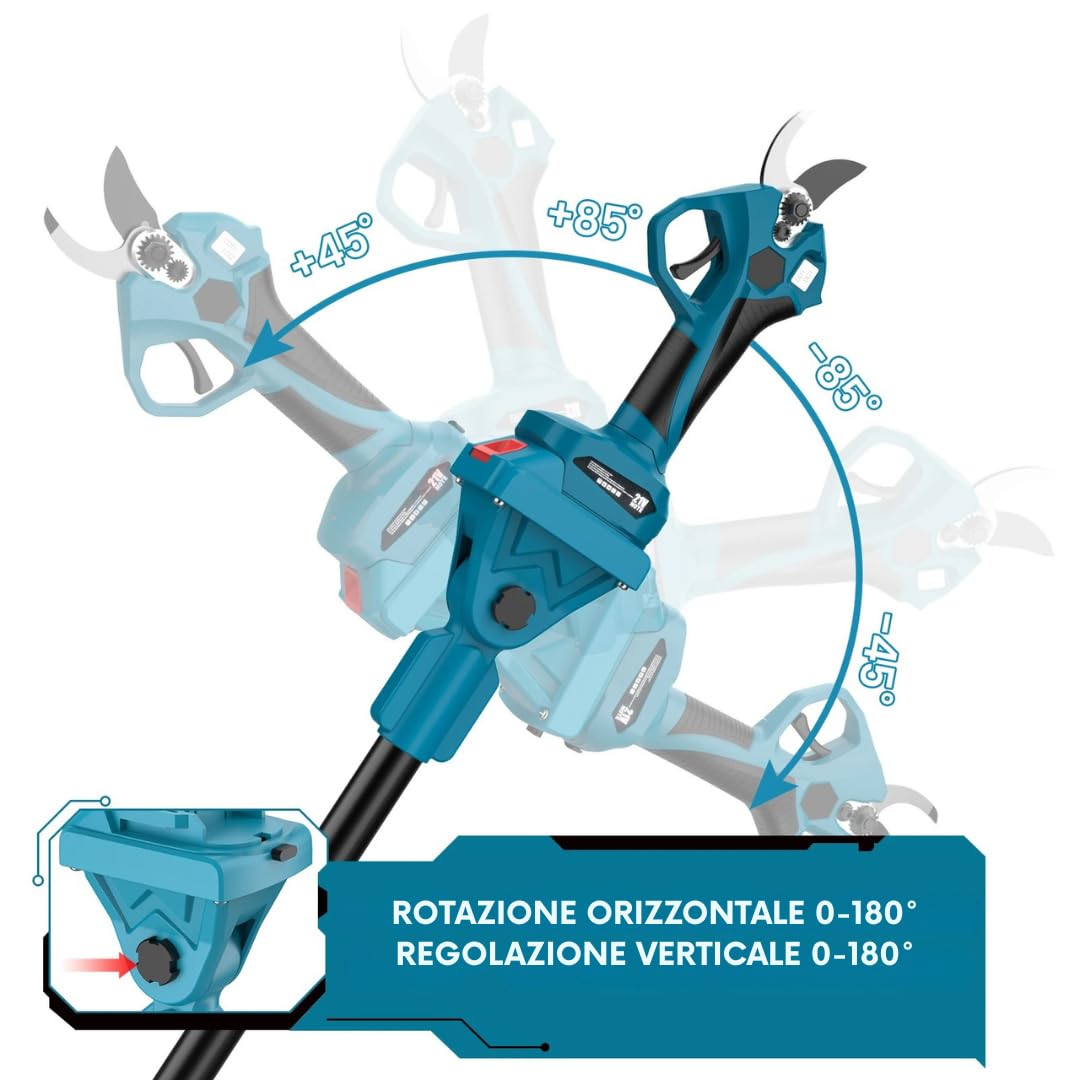 Kit Potatura Elettrico 3 in 1 con Asta Telescopica 2,5M, Forbici, Motosega 6”, 2 Batterie, Attrezzi Giardinaggio,Cesoia,troncarami,Rami, Alberi, Giardino, Vigneti, Orti DEALIX