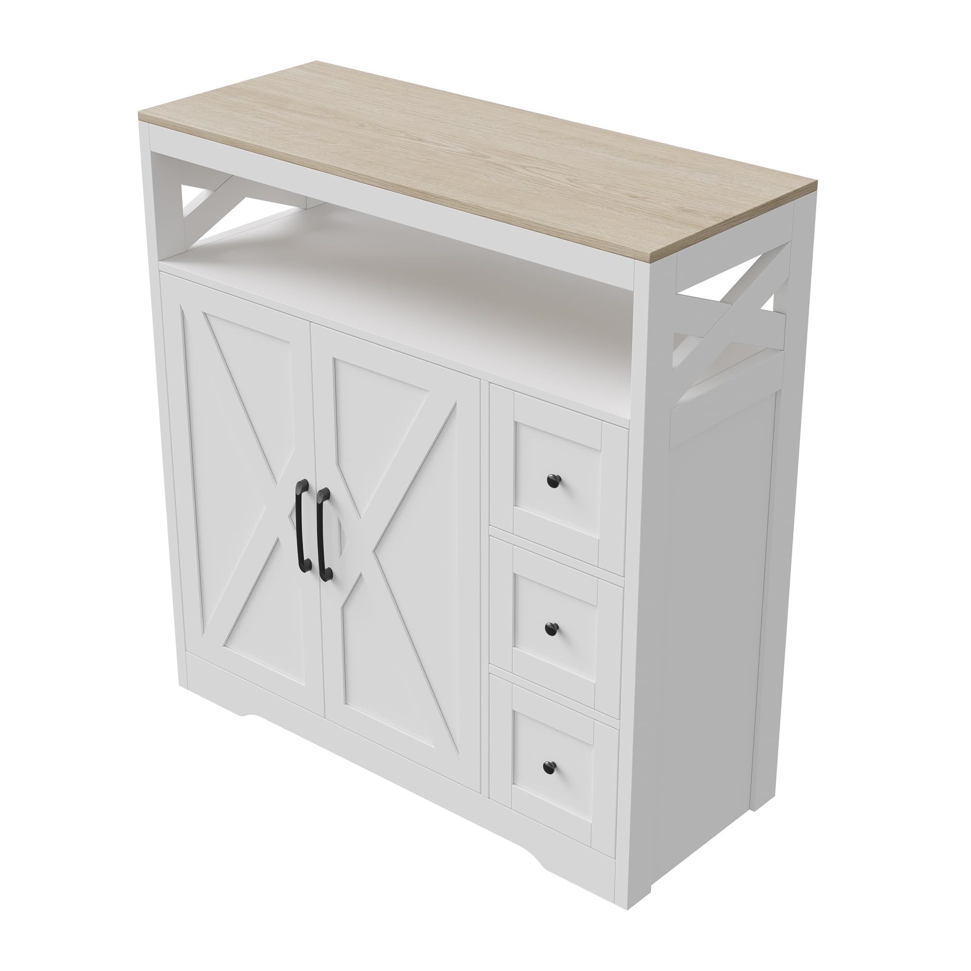 Aparador de cocina, mueble de almacenamiento con 4 puertas y estante ajustable, aparador moderno para comedor, armario de cocina para salón y comedor (100 x 40 x 105 cm)