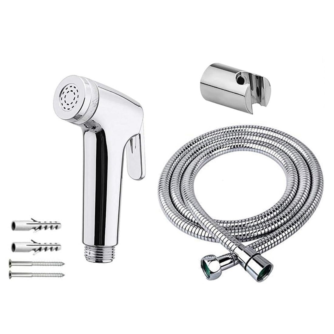 Imaashi Plastic Toilet Hand Shower Health Faucet Jet Set - All-inclusive with 1 Meter Shower Hose, Wall Mount & Fittings 4