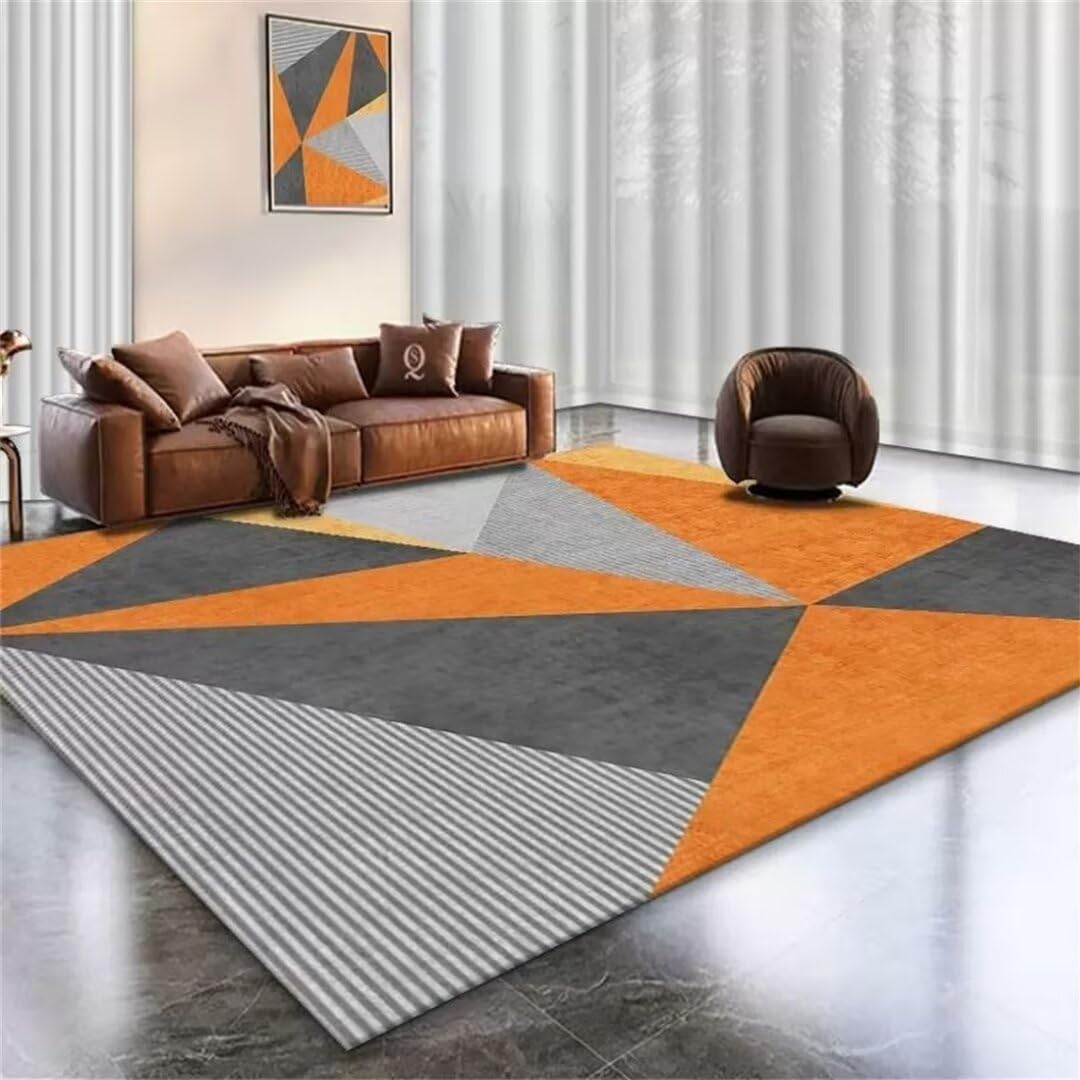 Tapis de salon géométrique orange pour sublimer votre salle à manger