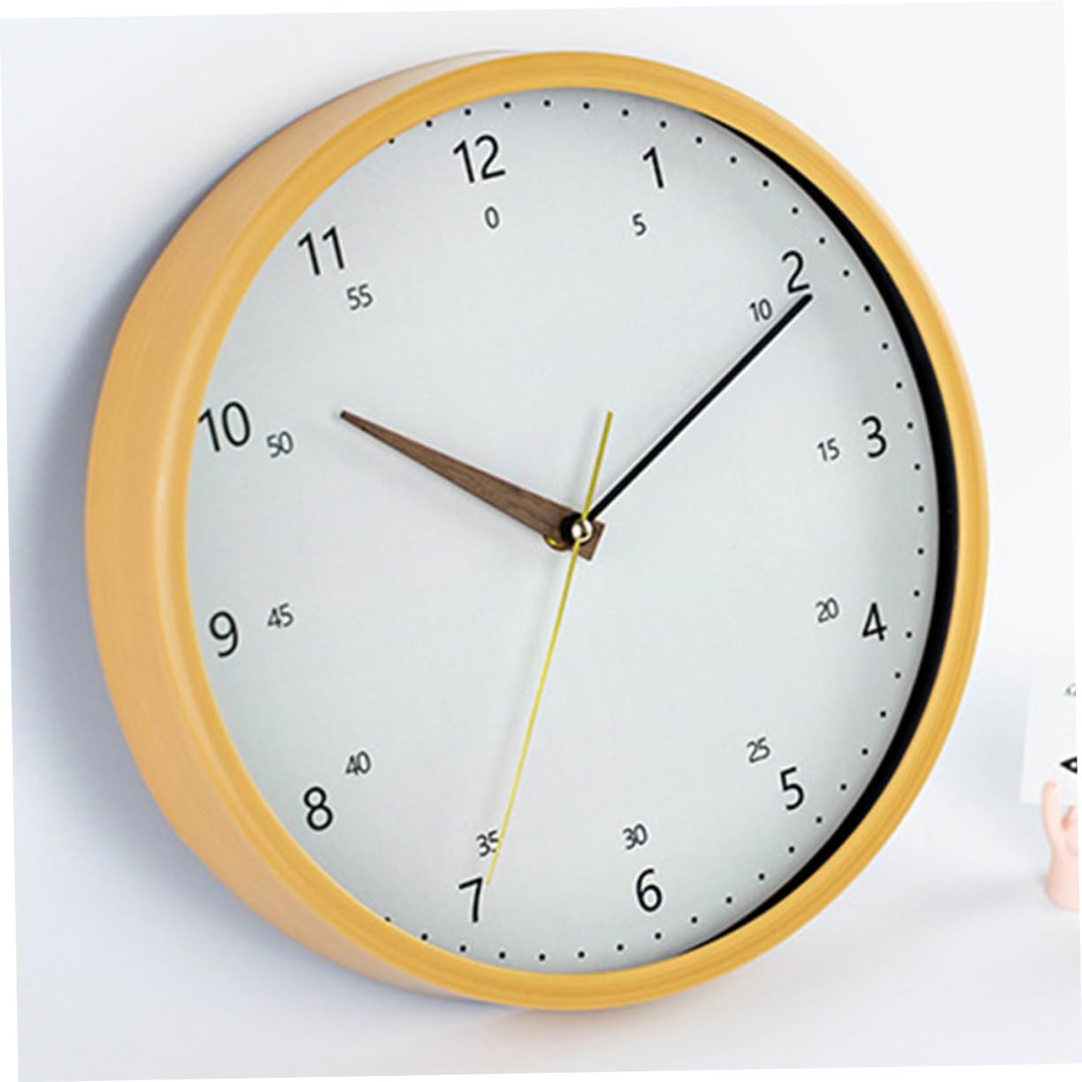 IMIKEYA Horloge Murale Silencieuse Ronde en Verre et Bois, 1pc
