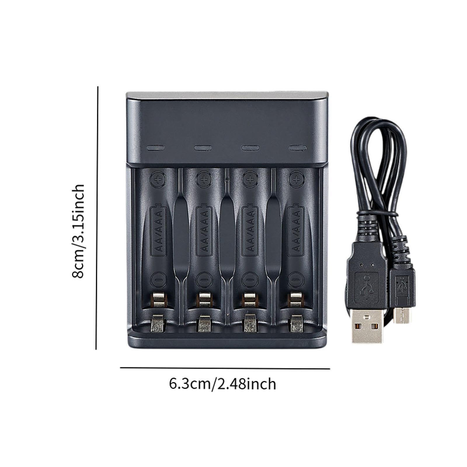 Cargador de batería USB de 4 ranuras para baterías recargables AA AAA