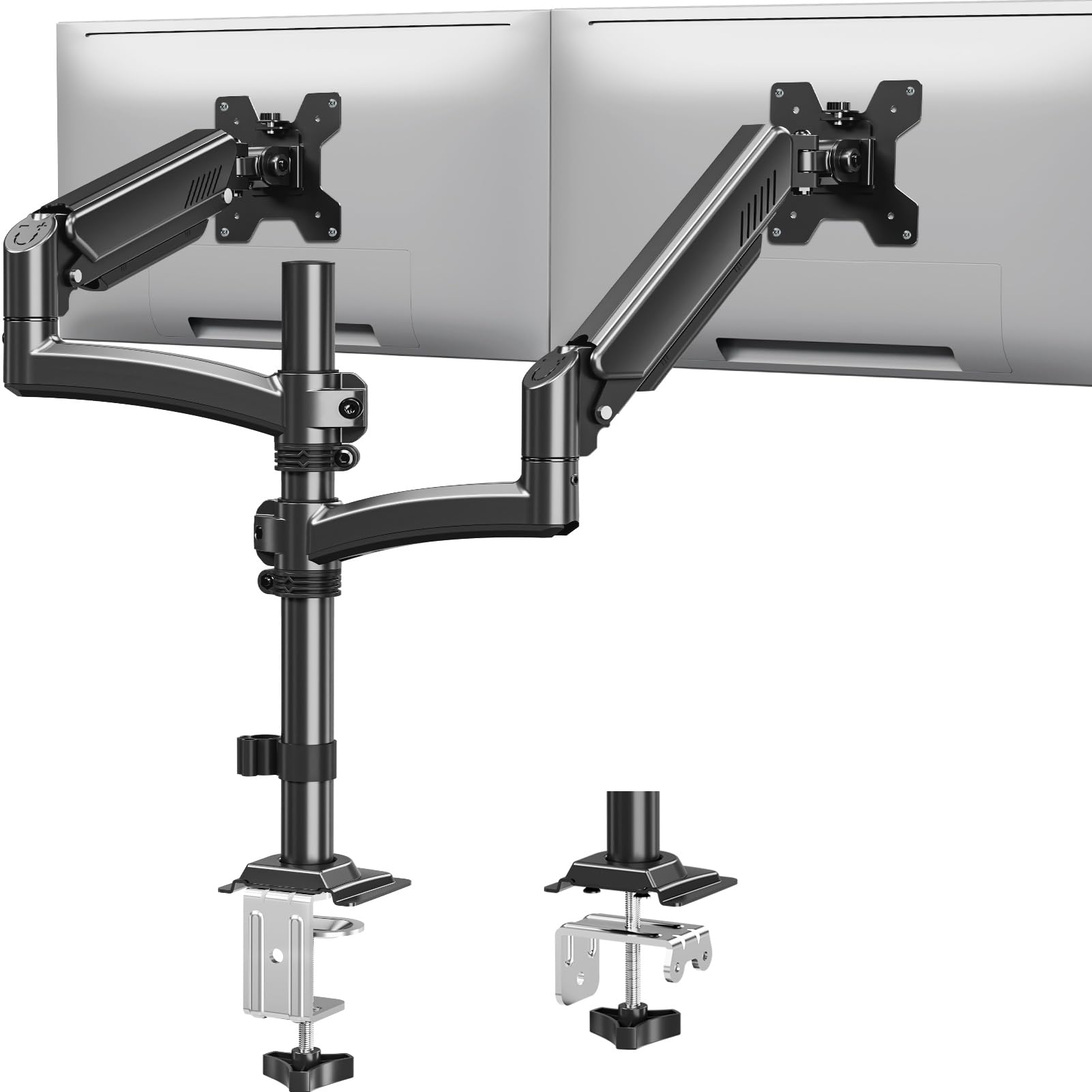 MOUNTUP Monitor Halterung 2 Monitore 13 bis 32 Zoll Hält 2-10 kg | Höhenverstellbar Dual Monitore Monitor Halterung mit Kabelführung, flexibel neigen schwenken drehen, VESA 75/100mm