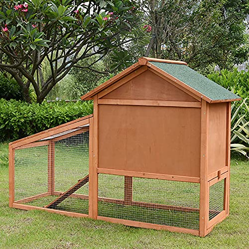 WUJI Hölzerner Hühnerstall Geflügel-Blockhaus, 2-stöckiger Erhöhter Hühnerstall für Haustiere, Hase Umzäunter Garten… – Bild 5