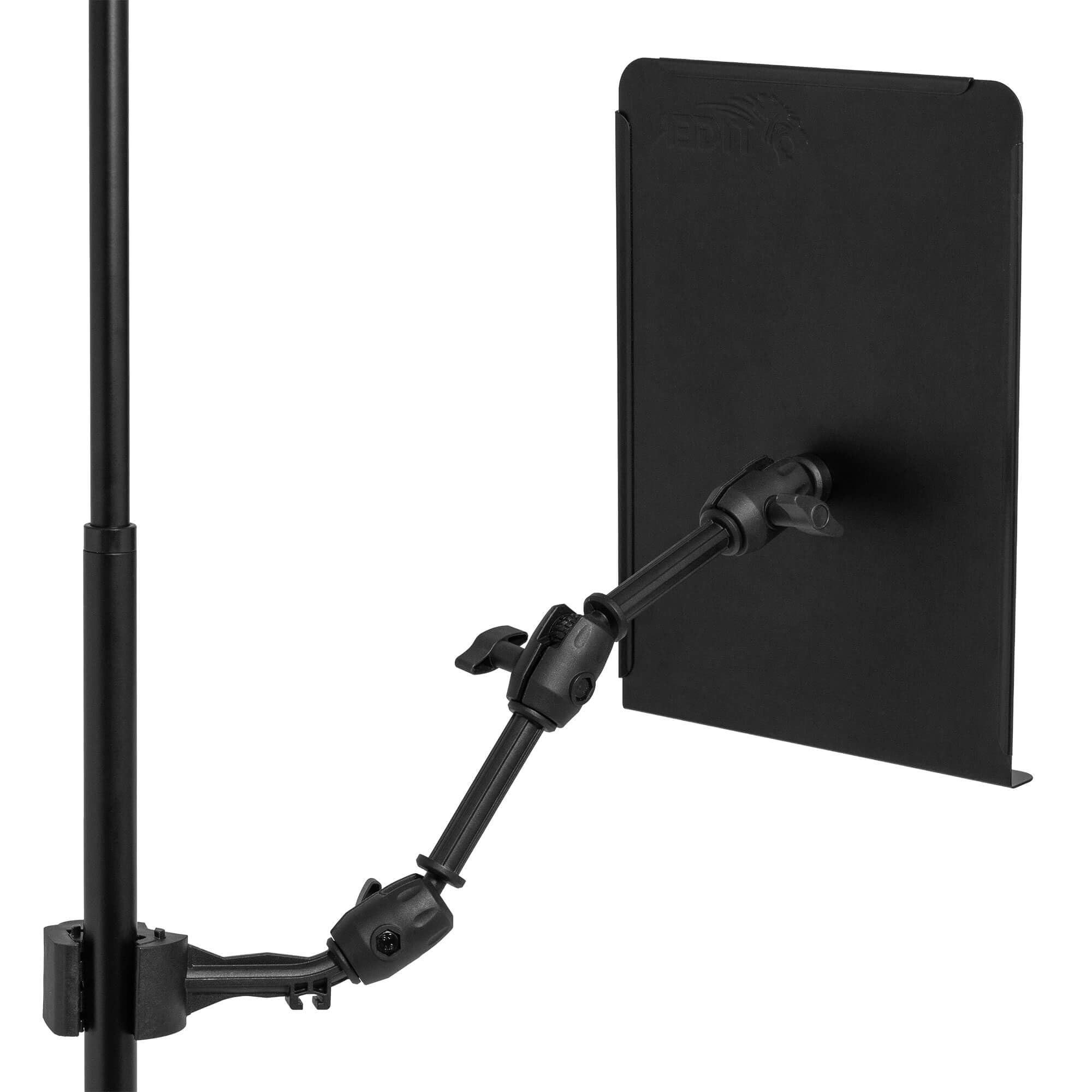 Tiger MSA34-BK - Libreria musicale con doppio braccio a giunto sferico a 360˚, piastra 31 x 22 cm, bordo 2,4 cm, portata massima 40 cm, morsetto universale con staffe rimovibili, bracci staccabili