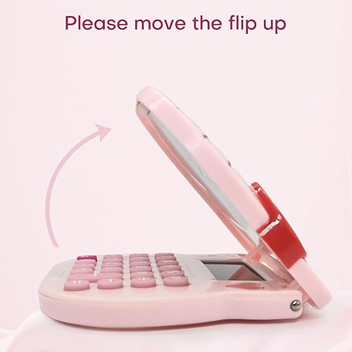 Miniatura 4 de Lindas calculadoras de espejo de maquillaje, escritorio básico de 8 dígitos con pantalla LCD grande y botón sensible, mini calculadora para