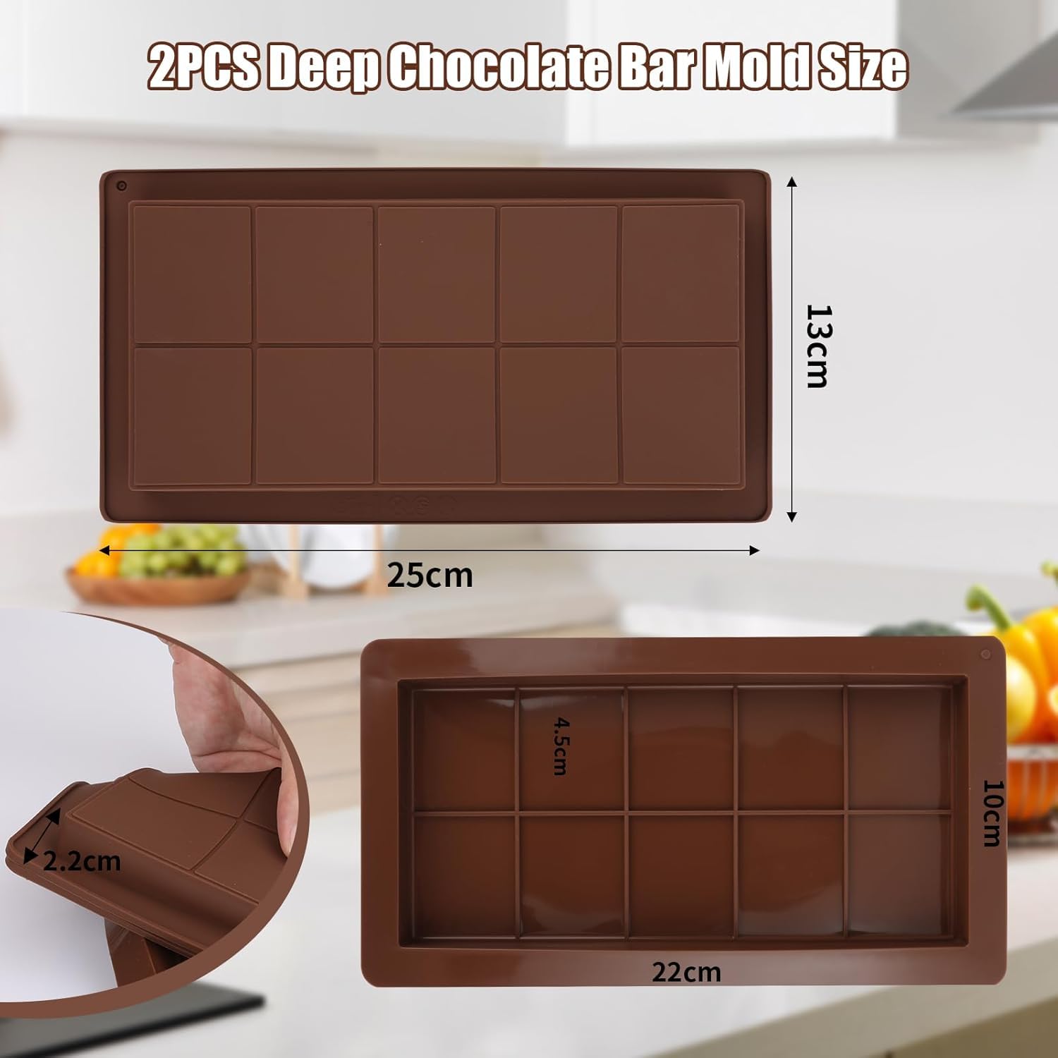 ZONBBEE 2 Pezzi Stampo per Cioccolato in Silicone Riutilizzabili
