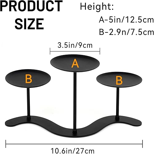 Miniatura 6 de Portavelas de hierro negro para candelabros candelabro de metal para decoración de candelabros, soporte para velas de pilar (candelabro 3)