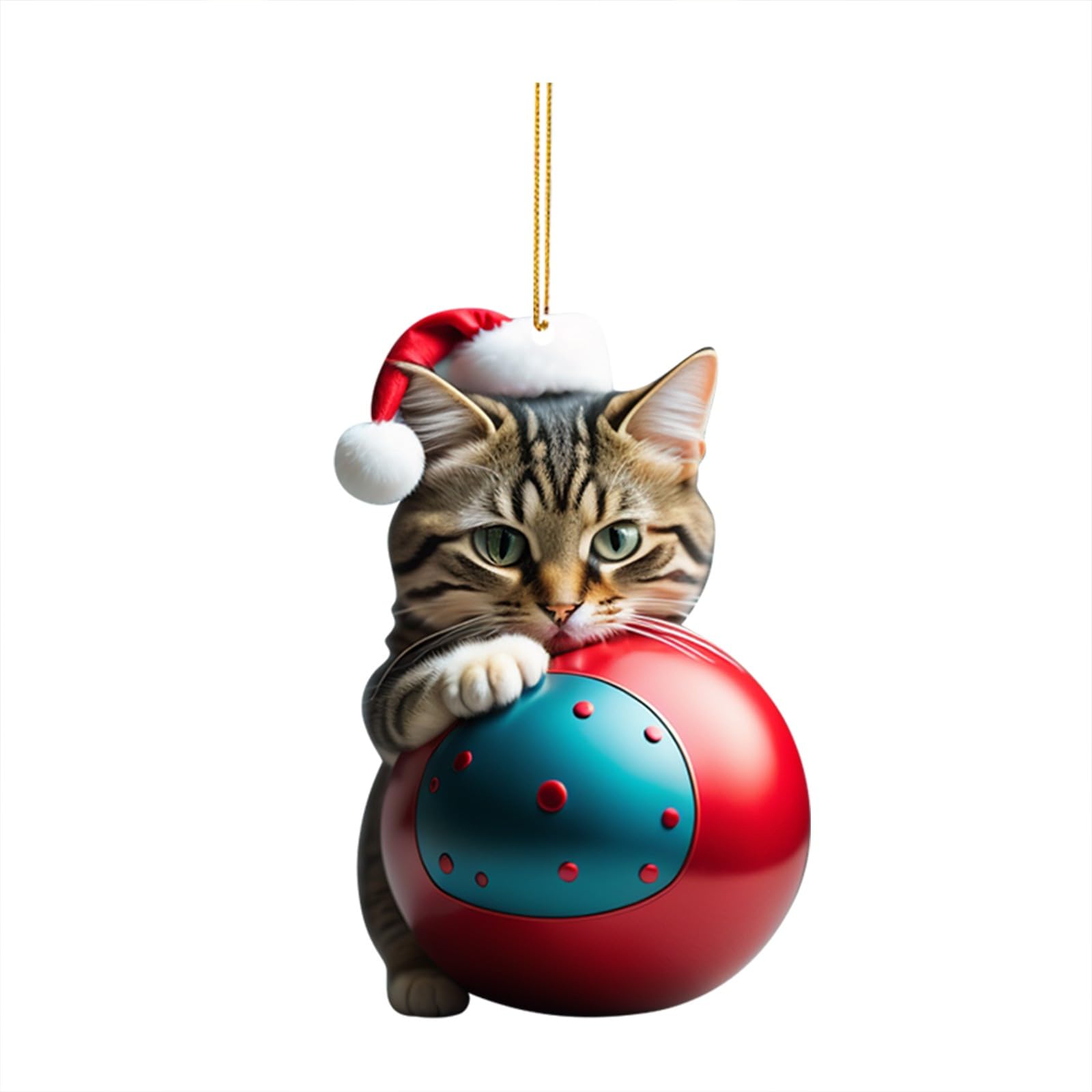 Árbol de Navidad con colgante de gato de Navidad acrílico 2D decorativo divertido para gatos de Navidad