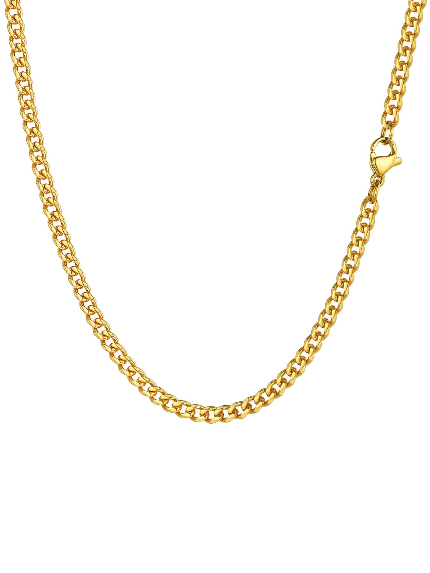 PROSTEEL Collar de Cadena Cubana 3mm/6mm/9mm/12mm Ancho y 36-76cm de Longitud Opcional Acero Inoxidable Chapado en 18K/Metal Negro con Caja de Regalo Recycled Claim Standard 100