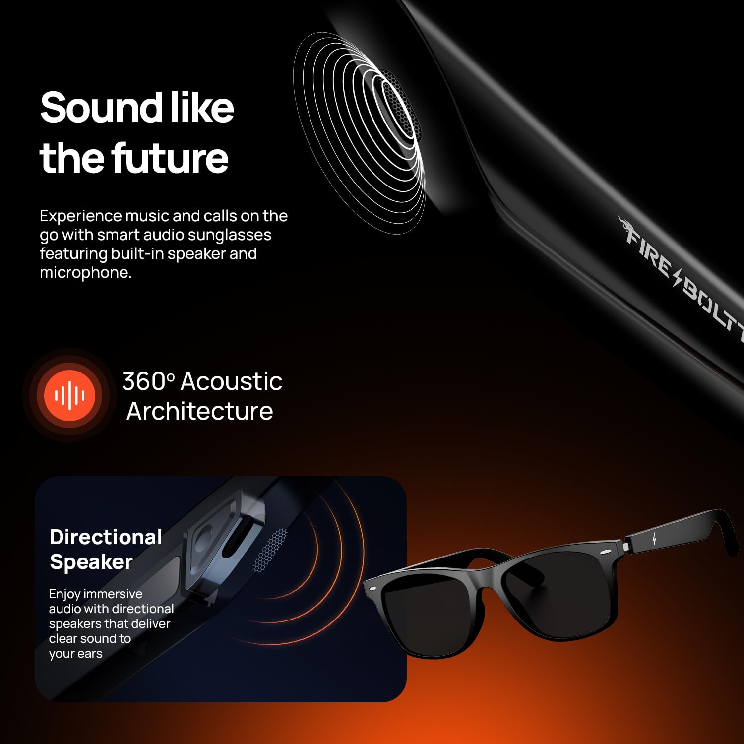 Fire-Boltt Fire-Lens Dune Smart Glasses, Bluetooth Calling & Open-Ear Bluetooth Sunglasses with HD Sound & Smart Audio Touch Controls Voice Assistant (Siri/Alexa/), Fast Charging for Men & Women — Amazon image 5