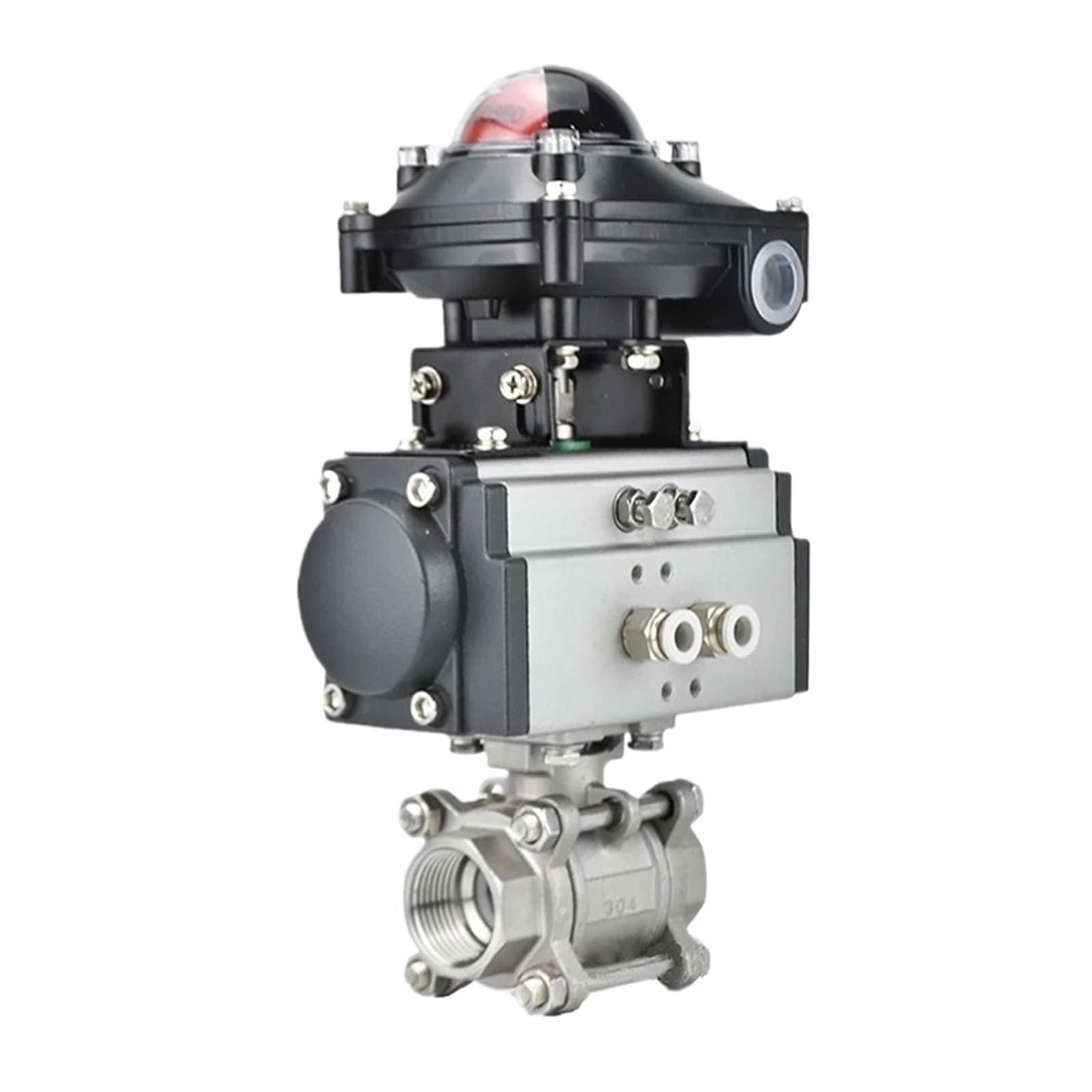 Qvctadpc Dn40 Pneumatic Ball Valve With Limit Switch Signal Feedback Three Piece High Platform Stainless Steel Q611f-16P Double Acting