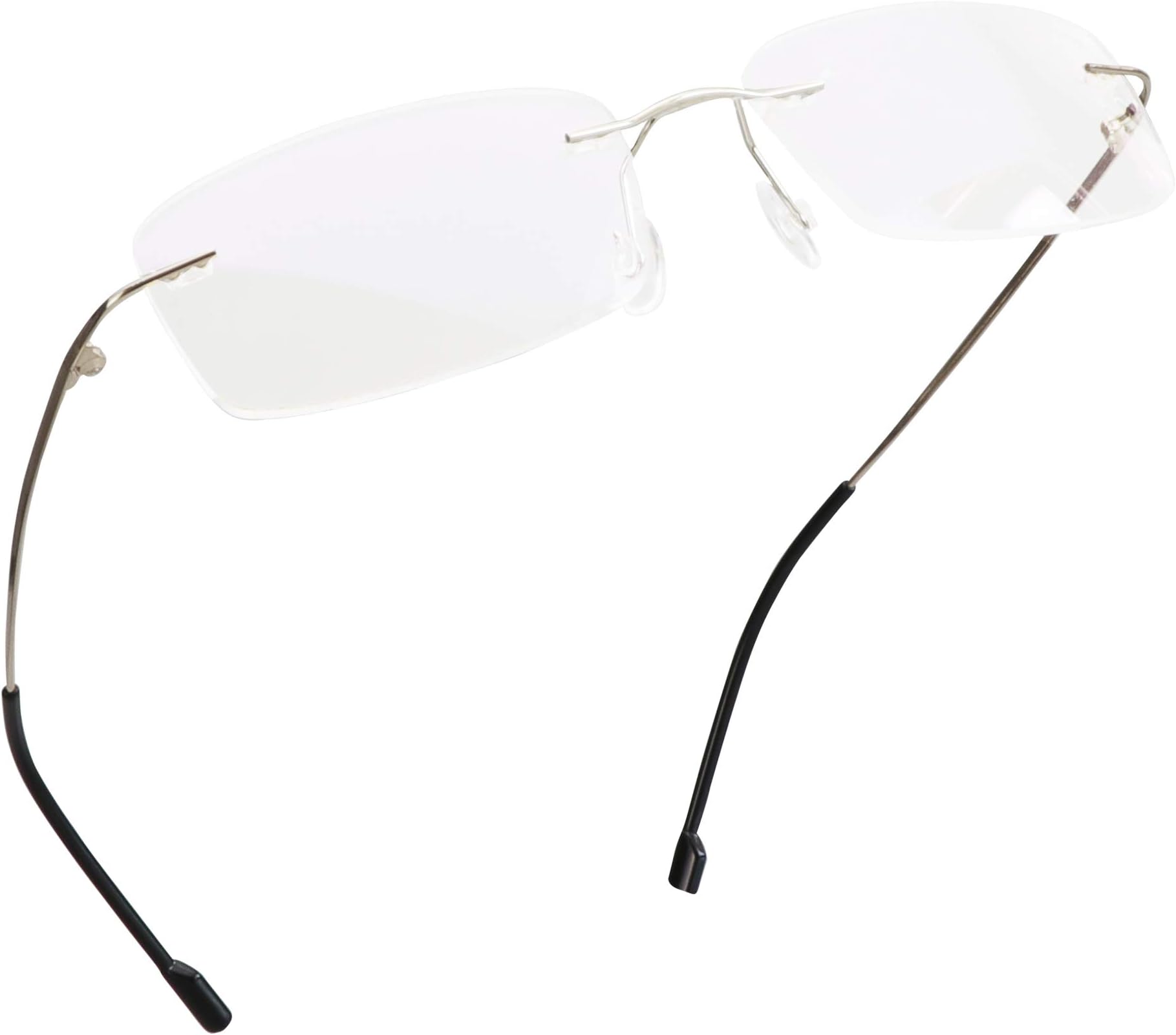 LifeArt Blue Light Blocking Computer Reading Glasses,Men's and Women's Rimless Frame (Silver, +1.50 Magnification)